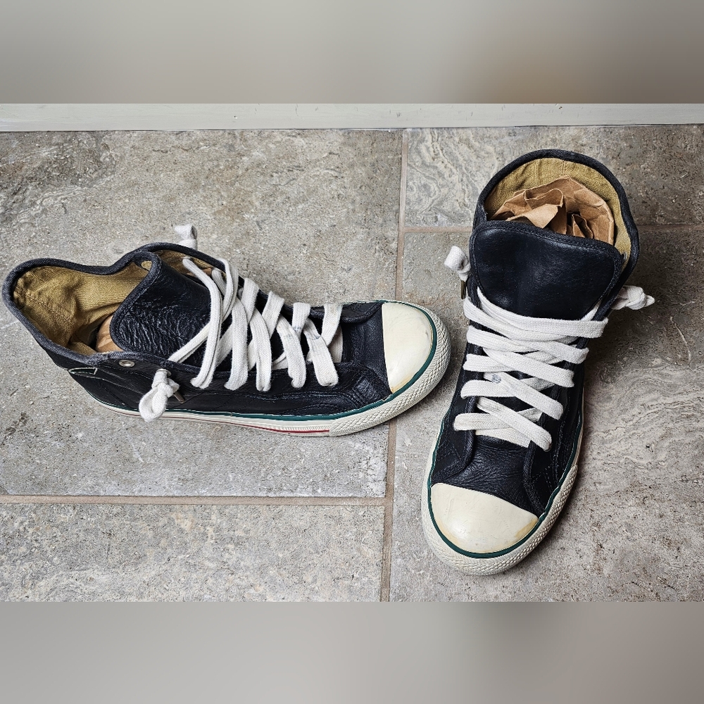 [AMERICAN EAGLE OUTFITTERS] Dark Blue Leather High-Top Sneakers Men's《10》 - Picture 4 of 15